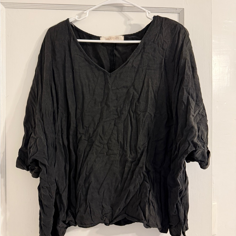 Women's Black V-Neck Top